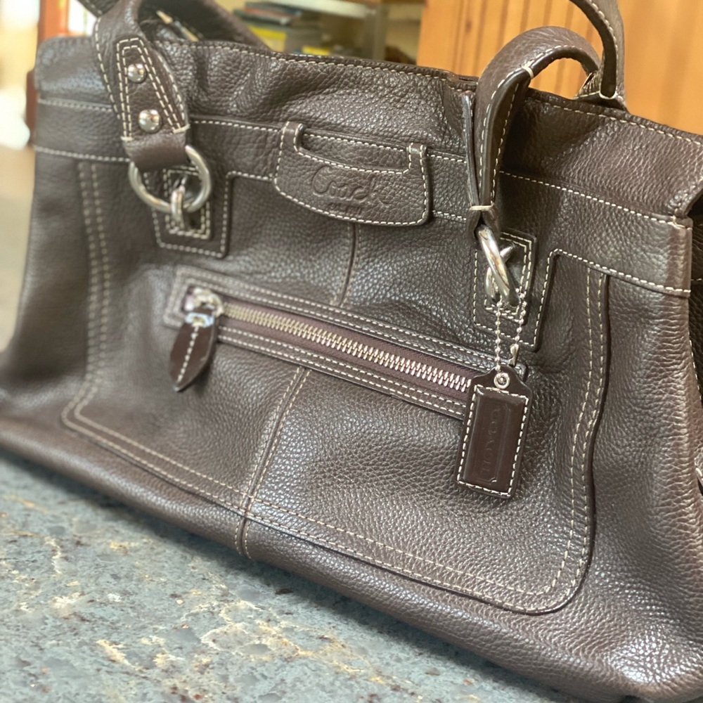 Coach leather satchel, brown 13-14”x 8.5” x 4.5”
